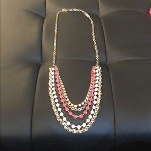 LOFT multi chain necklace, pink and gold.